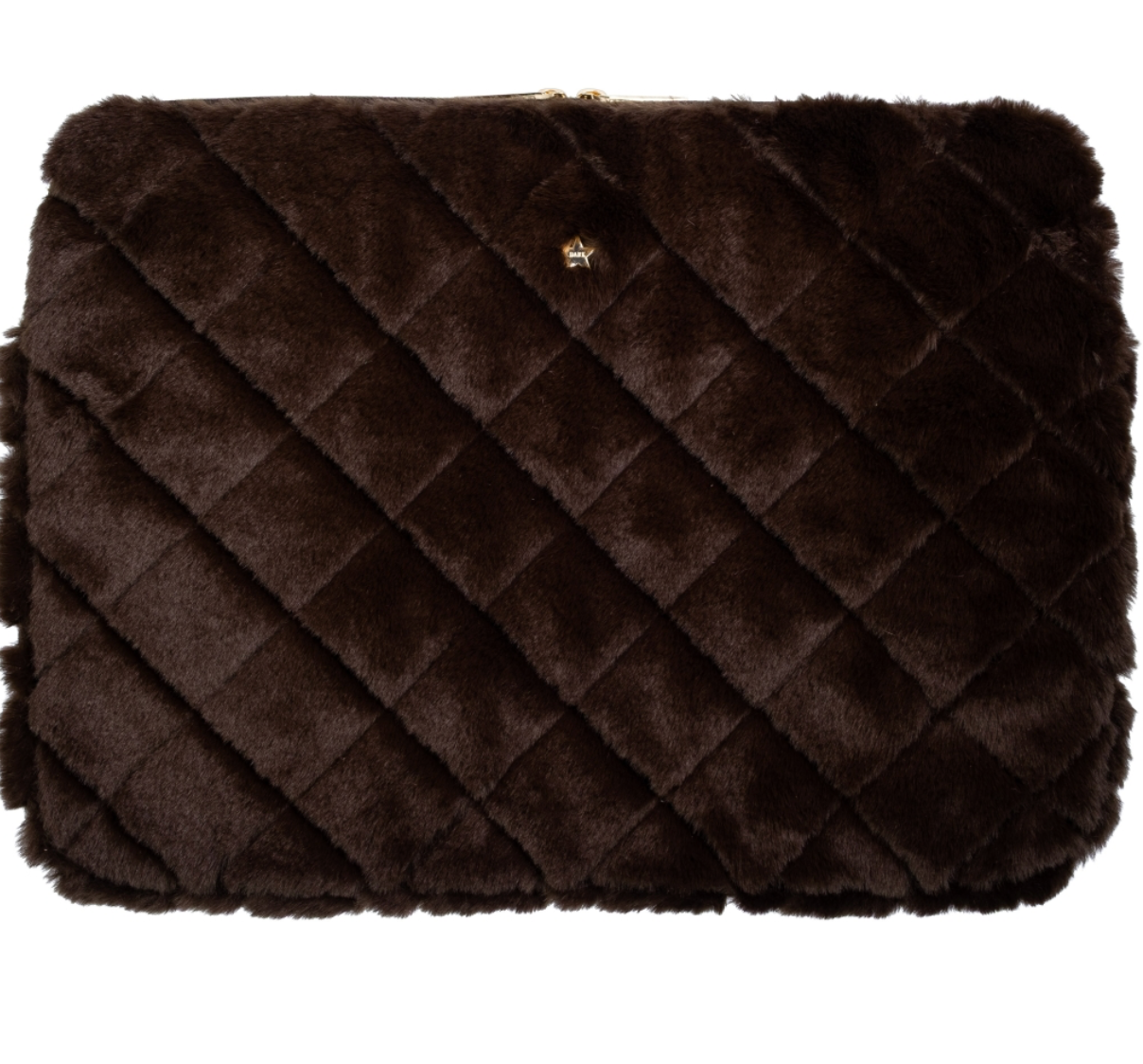 Faux Fur Quilted Mac Chocolate Brown
