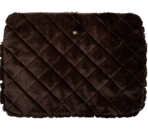 Faux Fur Quilted Mac Chocolate Brown