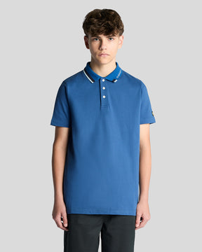 Pique Polo Tipped Logo Dark Cornflower