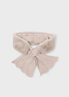 Skjerf Knit Faux Fur Beige