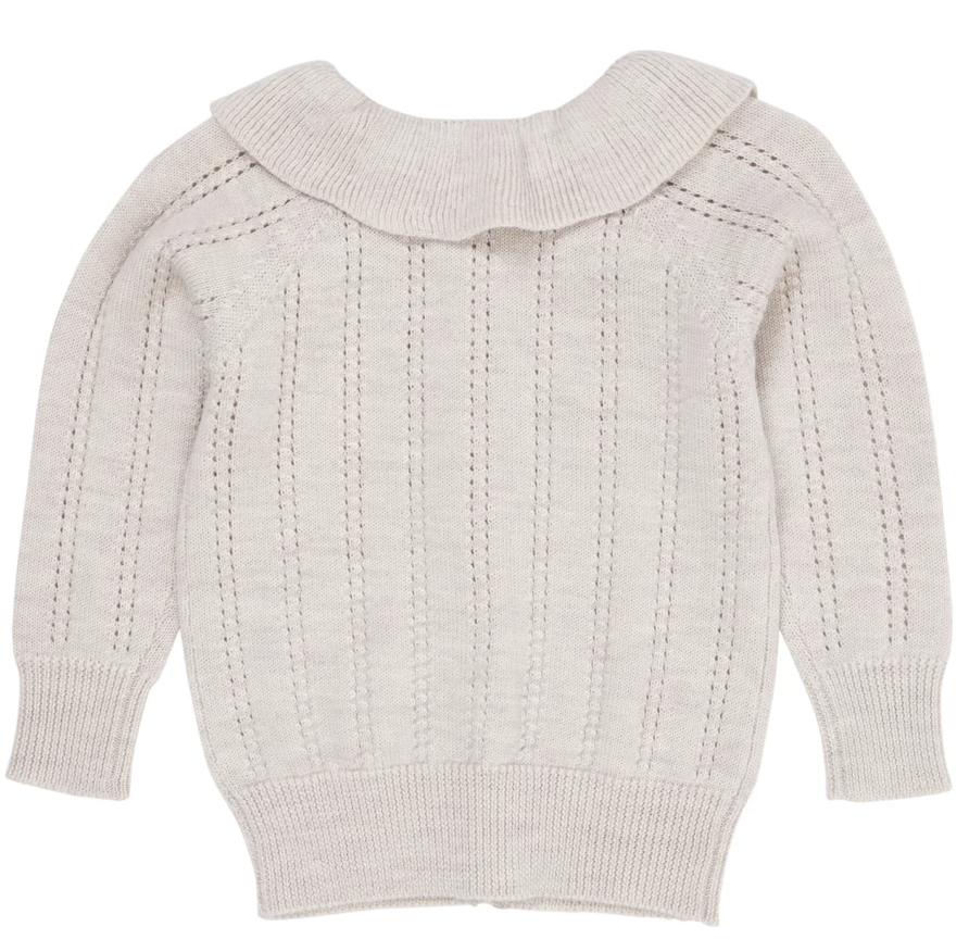 Cardigan Merino Pattern Pale Cream Melange