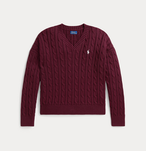 Genser Cable V-neck Rich Ruby