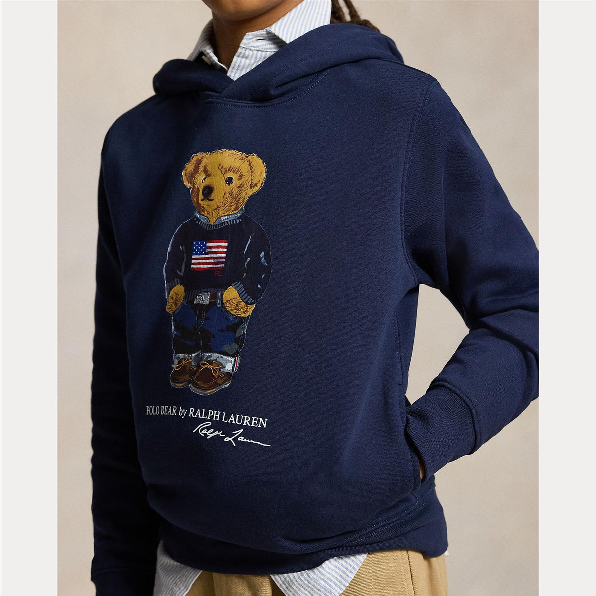 Hettegenser Bear American Flag Navy