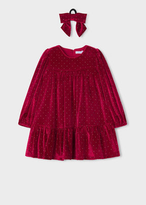 Kjole Velvet M/Hårstrikk Red