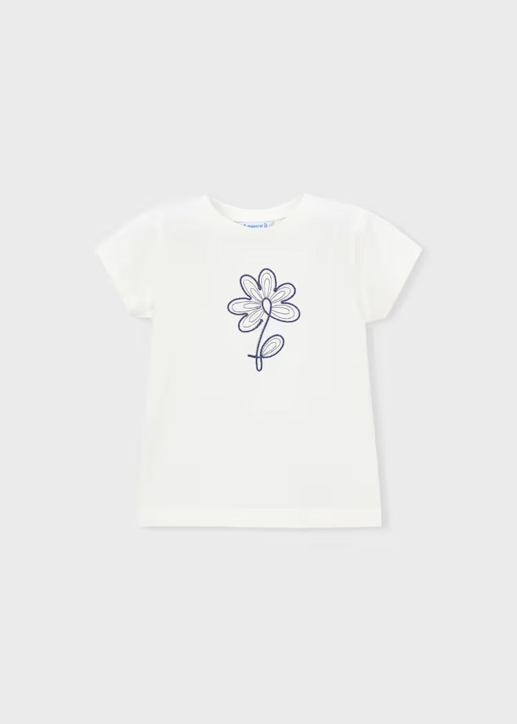 T-skjorte Basic Flower Offwhite