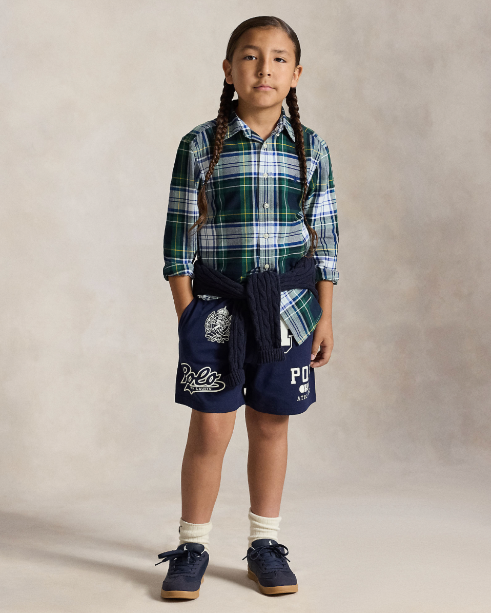 Skjorte Plaid Oxford White Green Multi
