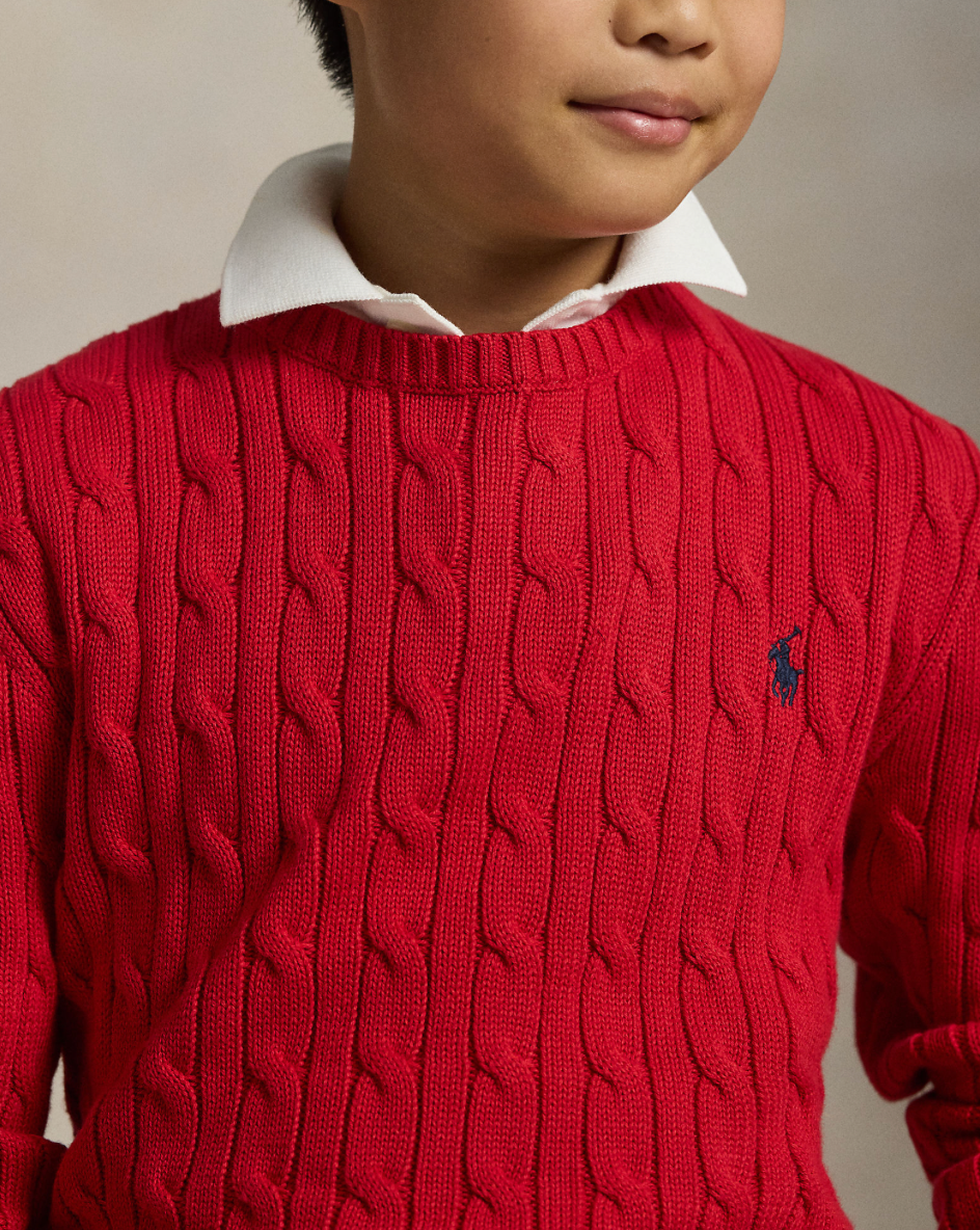 Genser Cable Knit Cotton Red