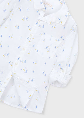 Skjorte Linen Boat White/Indigo