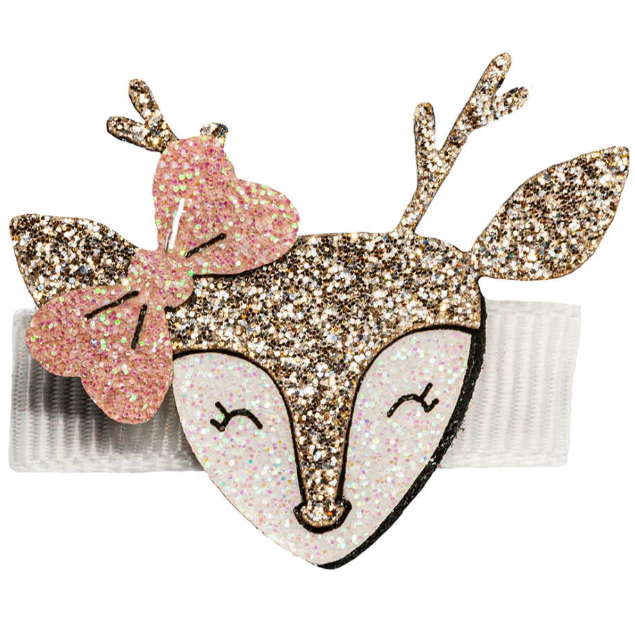 Spenne Reindeer Glitter Off-white