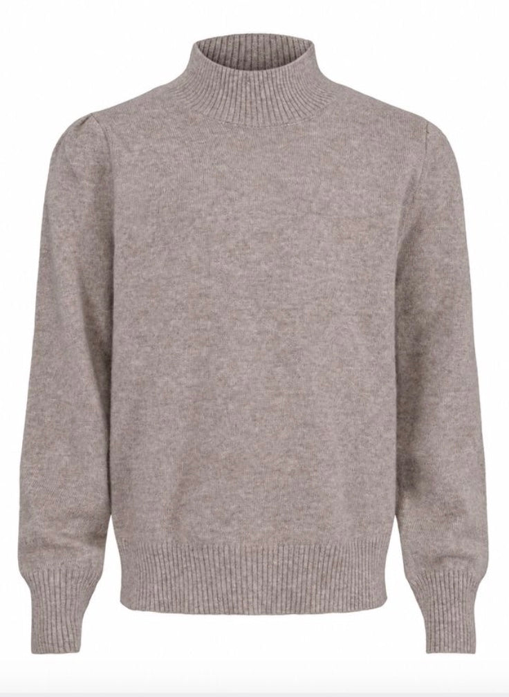 Genser Adelyn Strikket Ull Warm Taupe