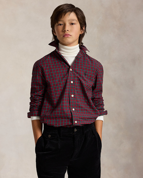 Skjorte Plaid Poplin Red Green Multi
