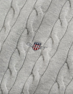 Genser Halfzip Kabelstrikk Grey Melange