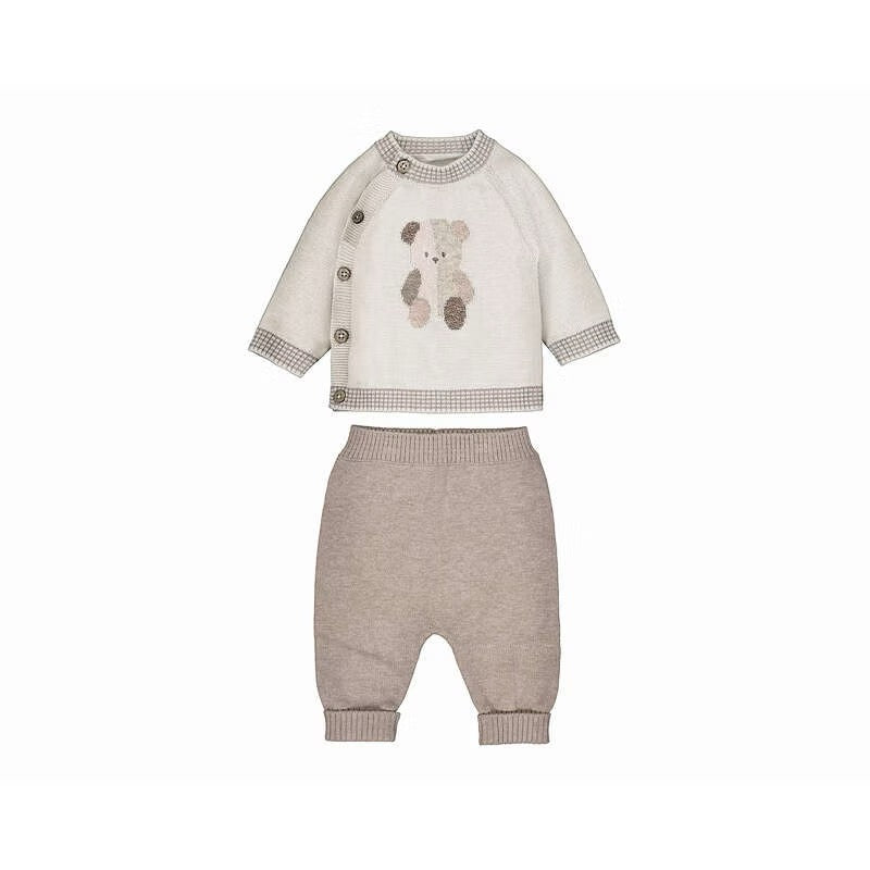 Sett 2-Deler Knit Teddy Bear Mocca