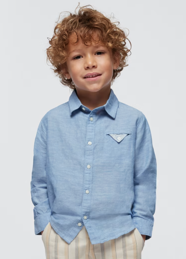 Skjorte Buttondown Linen Ocean