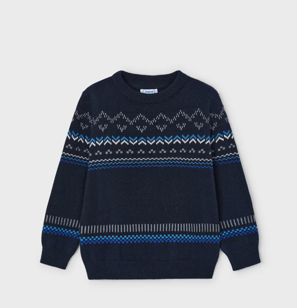 Genser Jacquard Jumper Blue Black