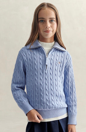 Genser Cable Half Zip Misty Lavender