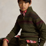 Genser Half Zip Fair Isle Olive Multi