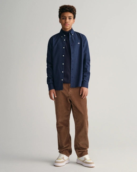 Skjorte Oxford Shield Evening Blue