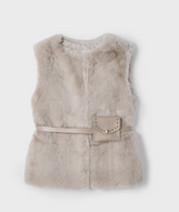 Vest Fur M/Belte Sepia