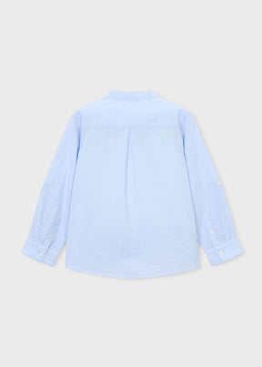 Skjorte Linen Mandarin Collar Sky Blue