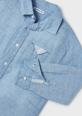 Skjorte Buttondown Linen Ocean