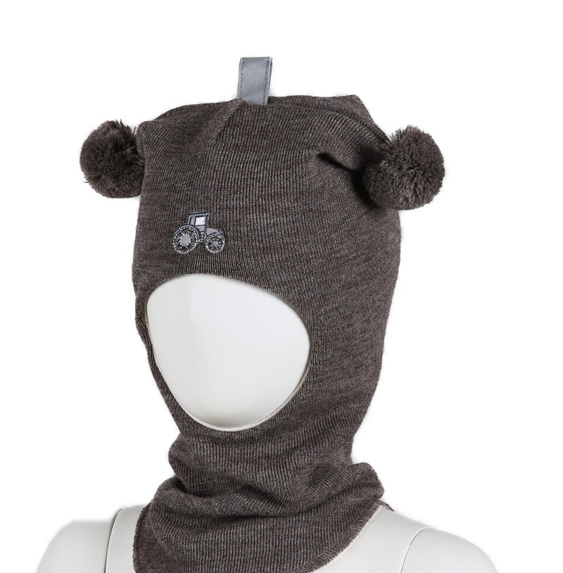 Balaclava Ull Traktor Brunmelert