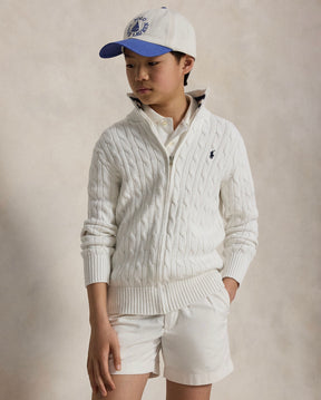 Genser Cable Full Zip White