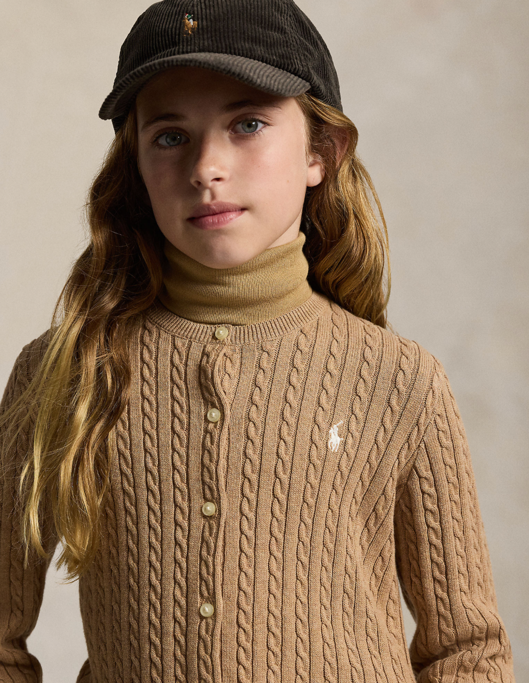 Cardigan Mini Cable Camel