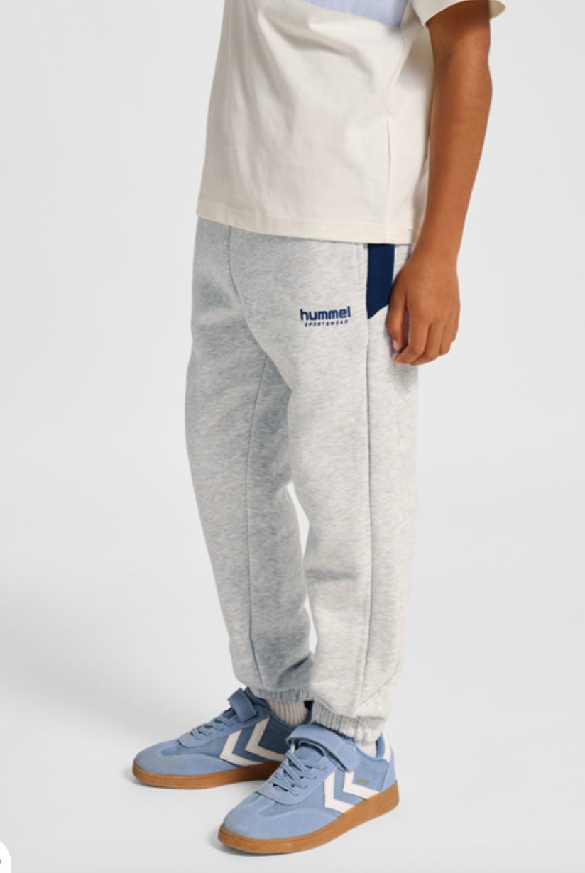 Bukse Loose Blocked Light Grey Melange