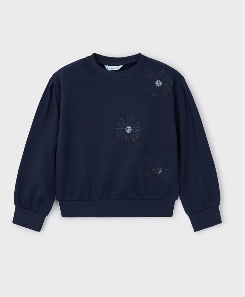 Genser Blomster Jumper Navy Blue