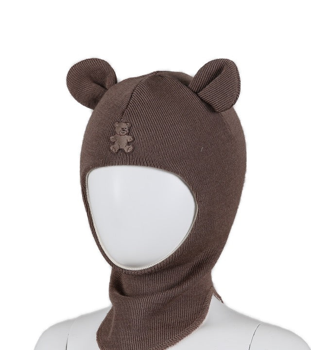 Balaclava Ull Teddybjørn Brunmelert