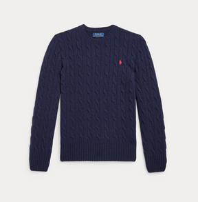 Genser Cable Wool Cashmere Hunter Navy