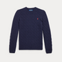 Genser Cable Wool Cashmere Hunter Navy