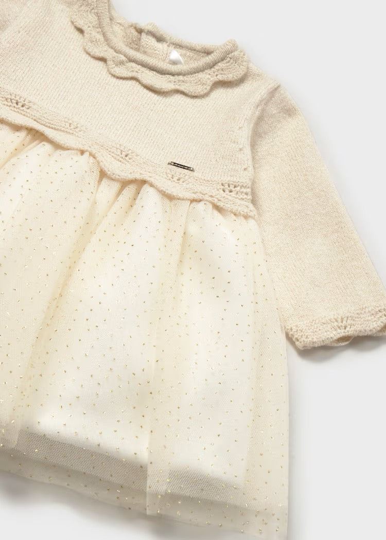 Kjole Tricot/Tulle Champagne