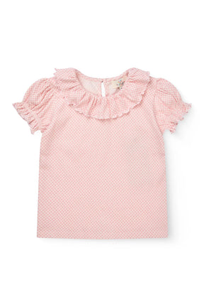 T-skjorte Crepe Frill Collar Pink Comb.