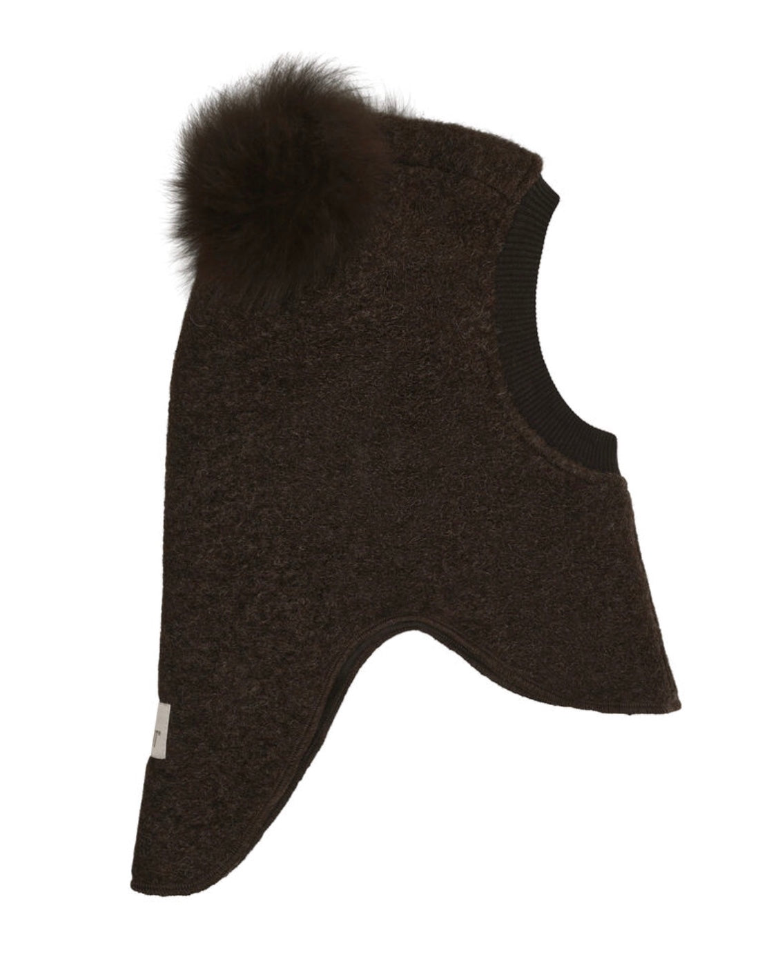 Balaclava Alpaca Rompoms Dark Brown Melange