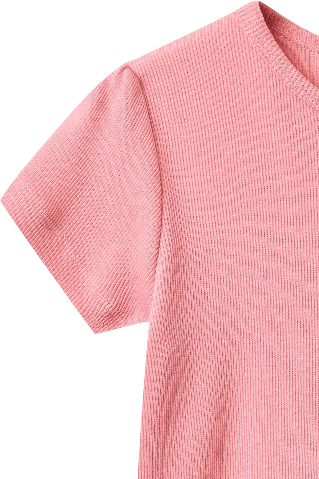 T-skjorte Modal Rib Ruffle Sleeves Pink