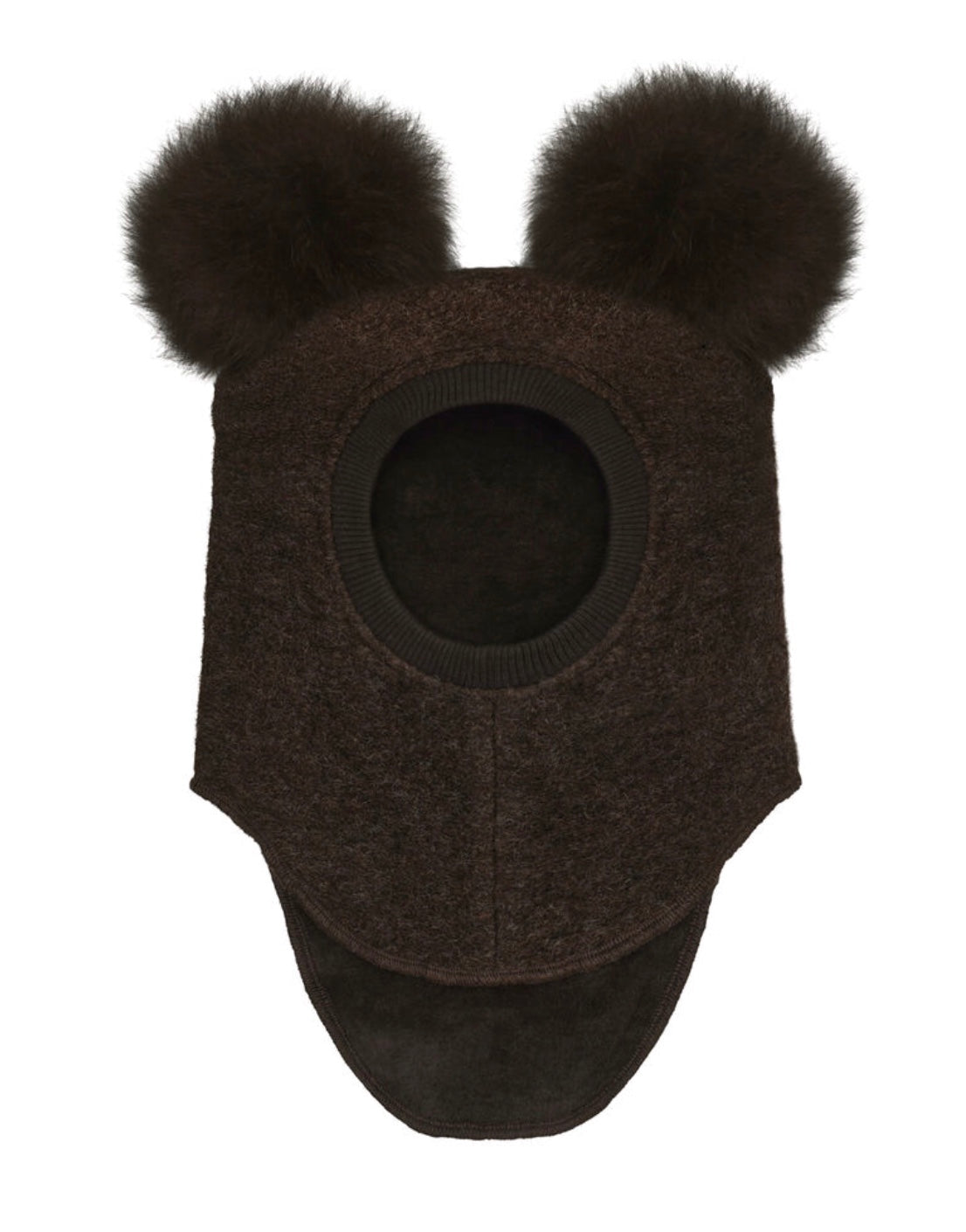 Balaclava Alpaca Rompoms Dark Brown Melange