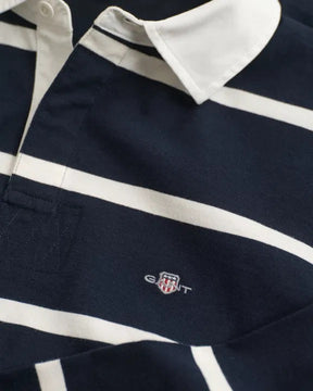 Genser Pique Striped Rugger Evening Blue