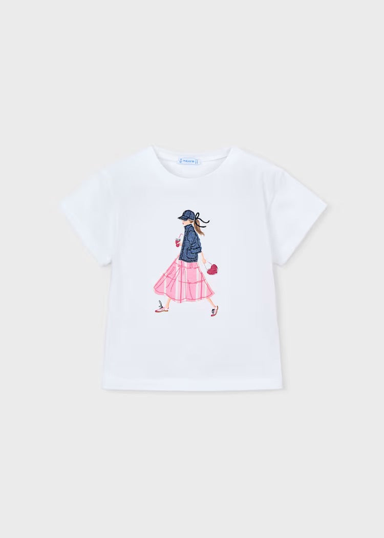 T-skjorte Graphic Girl White
