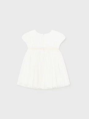 Kjole tulle Pleated dots Off-white