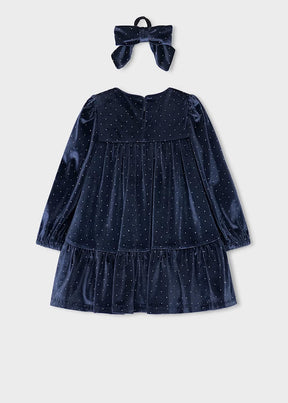 Kjole Velvet M/Hårstrikk Navy