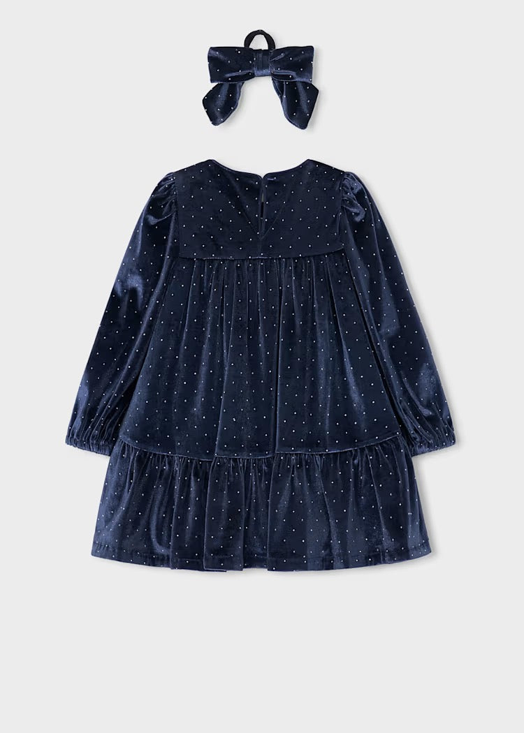 Kjole Velvet M/Hårstrikk Navy