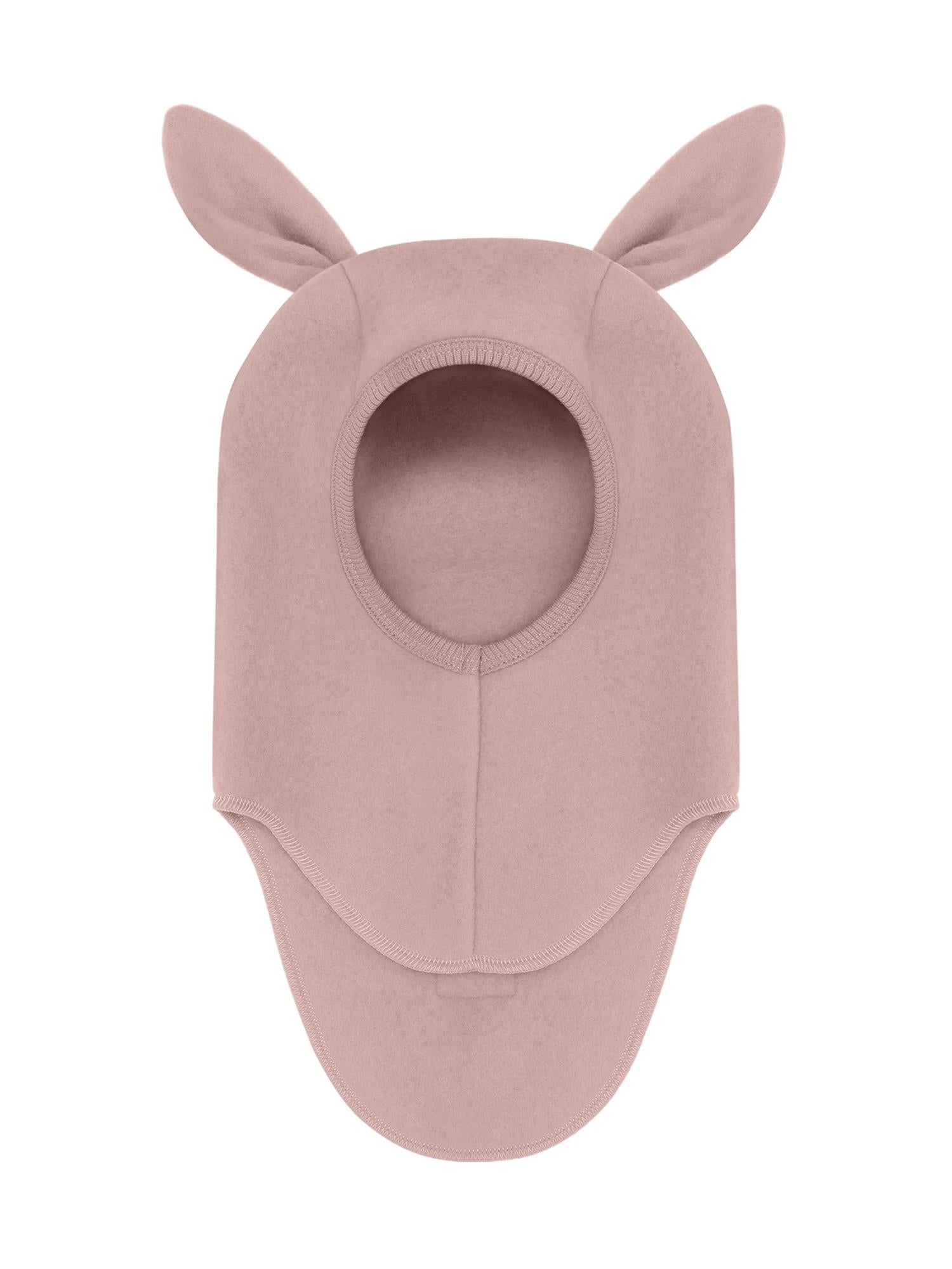 Balaclava Ears Wool Fleece Mahogany Rose