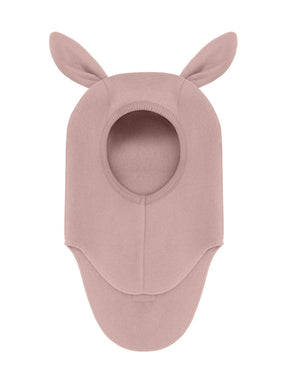 Balaclava Ears Wool Fleece Mahogany Rose