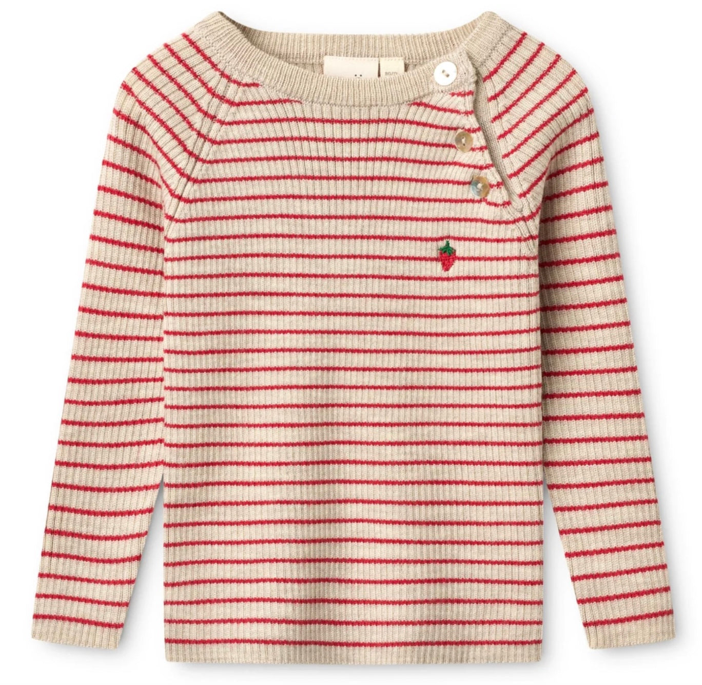 Genser Flye Wool Oat mel/Poppy Red