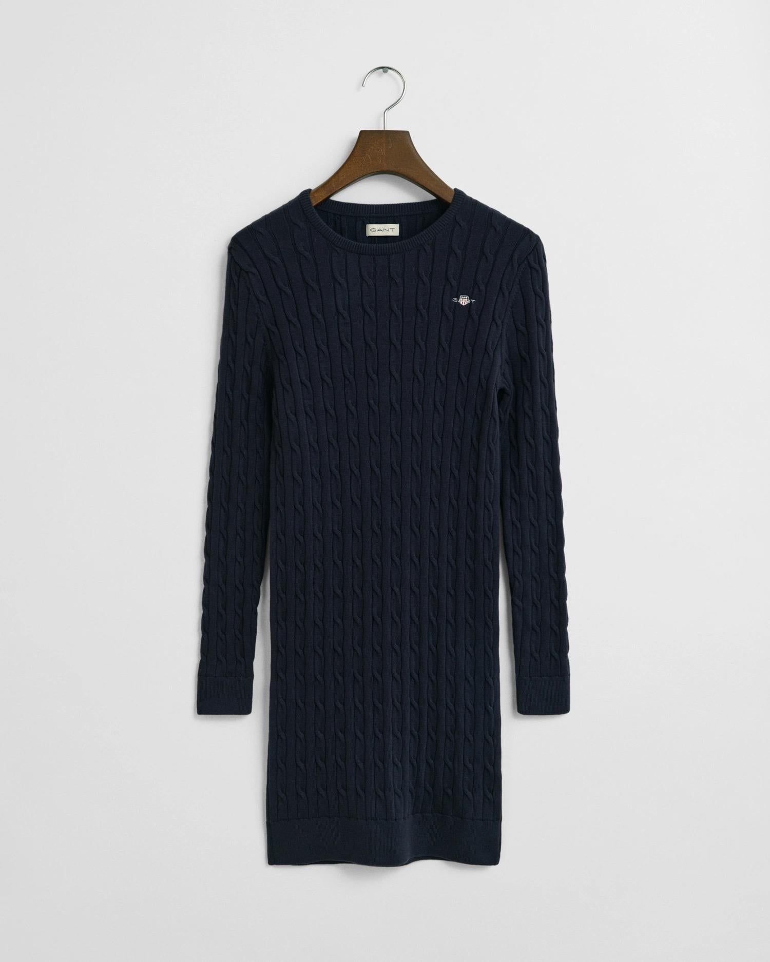 Kjole Kabelstrikk C-Neck Evening Blue