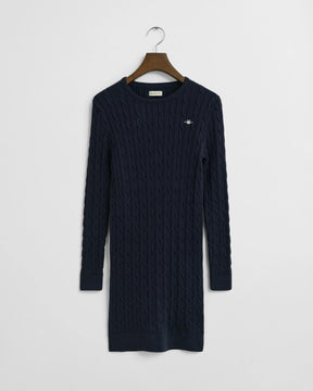 Kjole Kabelstrikk C-Neck Evening Blue