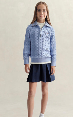 Genser Cable Half Zip Misty Lavender