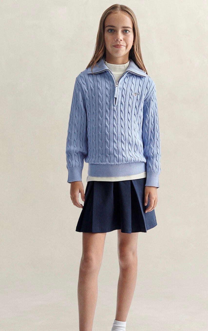 Genser Cable Half Zip Misty Lavender